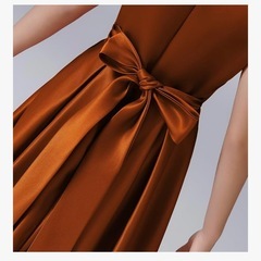 <サイズ:150>サテンドレス キッズ ノースリーブドレス ボールガウン 子供 上品 発表会 ロング キッズ 誕生日 女の子 ピアノ 演奏会 結婚式 エレガント ワンピース 卒業式 小学生 中学生 高校生の画像