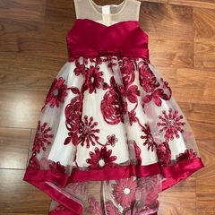 子どもドレス 花柄 ロング リボン フォーマル 発表会 結婚式 子供服110 cmプリンセスドレスフラワーの画像