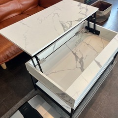 昇降式センターテーブル　コーヒーテーブル 大理石調の画像