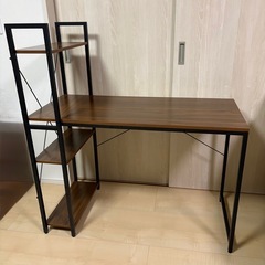 棚付きデスク 幅110cm｜省スペース＆収納◎｜状態良好の画像