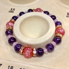 アメジスト レッド爆裂水晶 デザイン 天然石ブレスレットの画像