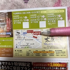 再入荷..今季ラストの1枚！！有馬温泉太閤の湯太閤の通行手形.お得な割引券一枚毎月行けますの画像