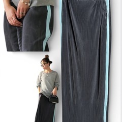 新品プリーツ ラインスカート スカートMの画像