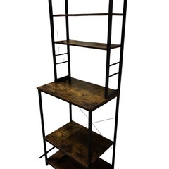 【美品‼️】レンジラック 幅60cm キッチンラック レンジ台 高さ170cm キッチンラック 大型レンジ対応 レンジボード 家電や器具収納  (ヴィンテージ調)の画像