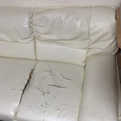 3人がけローソファ　白の画像