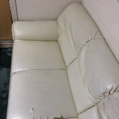 3人がけローソファ　白の画像