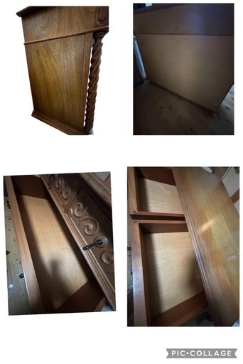 海外アンティーク家具☆彫刻装飾付き木製タンス 引き出し☆