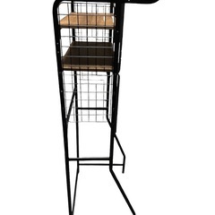 【美品‼️】洗面所収納 ランドリー収納 おしゃれ 北欧 収納棚 洗面所 洗濯機収納 脱衣所 ラック 縦型 ハンガランドリーラック 2段 スリム 収納ーバー付きスタイルランドリーラック (ブラック)の画像