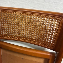 【昭和レトロ】2脚　折りたたみチェア　ラタン　木製の画像