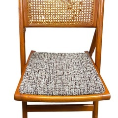 【昭和レトロ】2脚　折りたたみチェア　ラタン　木製の画像