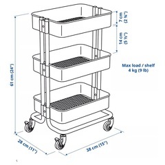 IKEA イケア 人気 ロースコグ ワゴン ホワイト 説明書つき ニトリ カインズ コーナン ナフコの画像