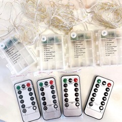 新品同様4セット売り【イルミネーション】5m50個 LED 電池 リモコン 8種点灯 白の画像