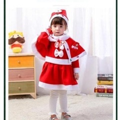 【新品】こどもサンタコスチュームケープ付きドレス3点セットサイズ9０クリスマスの画像