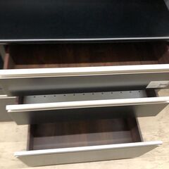 【ジャングルジャングル石津店】松田家具　システムキッチンボード　ブラック　おしゃれ　モイス加工　高級家具　ヘティヒ製レール　幅120cm キッチンボード　キッチンカウンター　ハイタイプ　食器棚　 新生活 収納 堺市 西区 東区 北区 南区 堺区 石津の画像