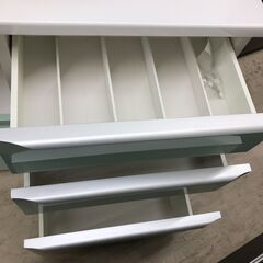 【ジャングルジャングル石津店】松田家具　システムキッチンボード　ホワイトブルー　おしゃれ　高級家具　ソフトクローズレール　モイス加工　幅120cm キッチンボード　キッチンカウンター　ハイタイプ　食器棚　 新生活 収納 堺市 西区 東区 北区 南区 堺区 石津の画像