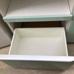 【ジャングルジャングル石津店】松田家具　システムキッチンボード　ホワイトブルー　おしゃれ　高級家具　ソフトクローズレール　モイス加工　幅120cm キッチンボード　キッチンカウンター　ハイタイプ　食器棚　 新生活 収納 堺市 西区 東区 北区 南区 堺区 石津の画像