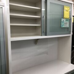 【ジャングルジャングル石津店】松田家具　システムキッチンボード　ホワイトブルー　おしゃれ　高級家具　ソフトクローズレール　モイス加工　幅120cm キッチンボード　キッチンカウンター　ハイタイプ　食器棚　 新生活 収納 堺市 西区 東区 北区 南区 堺区 石津の画像