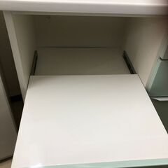 【ジャングルジャングル石津店】松田家具　システムキッチンボード　ホワイトブルー　おしゃれ　高級家具　ソフトクローズレール　モイス加工　幅120cm キッチンボード　キッチンカウンター　ハイタイプ　食器棚　 新生活 収納 堺市 西区 東区 北区 南区 堺区 石津の画像