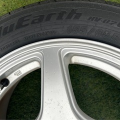 ハイト系ワゴンにオススメ！　155　65 r14  アルミホイール　タイヤ　4本セットの画像