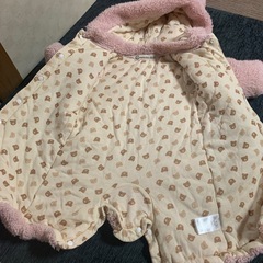 くろわっさんすべべ くま ピンク カバーオール 50-60の画像