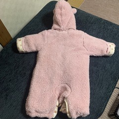 くろわっさんすべべ くま ピンク カバーオール 50-60の画像