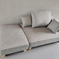 【美品・お届けも可能です】LOWYA（ロウヤ）ソファ＆オットマンセット ソファー ソファベッド 2人掛け の画像