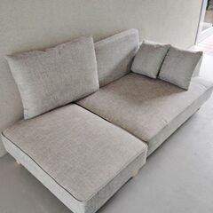【美品・お届けも可能です】LOWYA（ロウヤ）ソファ＆オットマンセット ソファー ソファベッド 2人掛け の画像