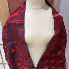 定価3万円刺繍ハンドバッグ　ストール付　ワインレッド　和装　洋装の画像
