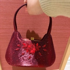 定価3万円刺繍ハンドバッグ　ストール付　ワインレッド　和装　洋装の画像