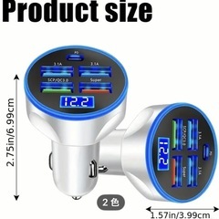 A⭐️新品・未使用⭐️未開封⭐️色：ホワイト🟪超高速充電カーアダプター🟪Superモード&3.1A&デュアルType-C🟪デジタルディスプレイ🟪夜間照明がすごく綺麗です🟪の画像
