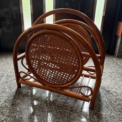 ラタン　マガジンラック　シューズラック　ビンテージ　アンティークの画像