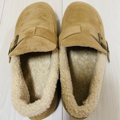 モカシン　スエード　ブラウン　モコモコ　22.5cmの画像