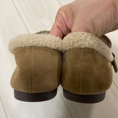 モカシン　スエード　ブラウン　モコモコ　22.5cmの画像