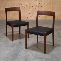 ≪yt2113ジ≫ [2脚セット] MasterWal/マスターウォール ダイニングチェア TRチェア オプションカバー付 ① ウォールナット/無垢材/本革/リユースストレージ仙台 071219-01の画像