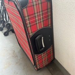 ヴィンテージ タータンチェック 布スーツケース 特大の画像