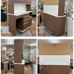 ジモティー限定価格！S763 ⭐ NITORI ニトリ キッチンボード リガーレ160 ソフトクローズ搭載 モイス版付き ライトブラウン 幅160cm USED 綺麗の画像