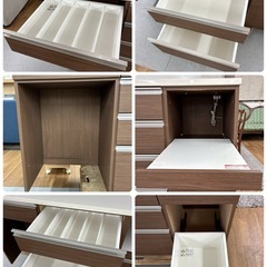 ジモティー限定価格！S763 ⭐ NITORI ニトリ キッチンボード リガーレ160 ソフトクローズ搭載 モイス版付き ライトブラウン 幅160cm USED 綺麗の画像