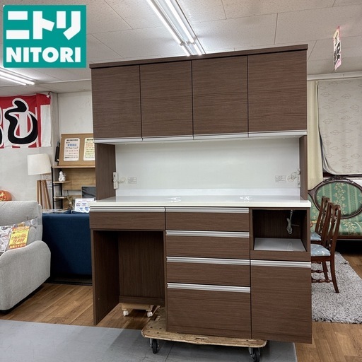 ジモティー限定価格！S763 ⭐ NITORI ニトリ キッチンボード リガーレ160 ソフトクローズ搭載 モイス版付き ライトブラウ