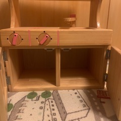 プチままごとキッチン　木製パイン材の画像