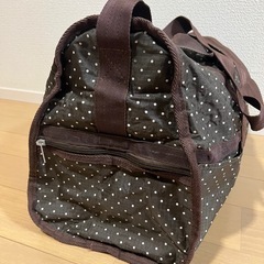 ドット柄 ボストンバッグ　ブラウン　の画像