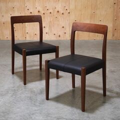 ≪yt2114ジ≫ [2脚セット] MasterWal/マスターウォール ダイニングチェア TRチェア オプションカバー付 ② ウォールナット/無垢材/本革/中古家具/リユースストレージ仙台 071219-02の画像