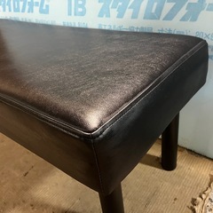 ダイニングベンチ 2人掛け PVCレザー 幅115cm ブラック 中古美品 ダイニング チェア 家具 ①の画像
