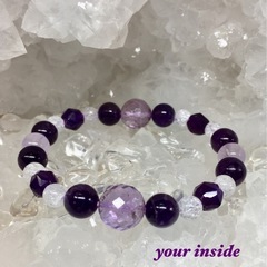 アメトリン アメジスト 爆裂水晶 デザイン 天然石ブレスレットの画像