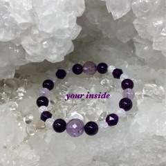 アメトリン アメジスト 爆裂水晶 デザイン 天然石ブレスレットの画像
