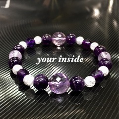 アメトリン アメジスト 爆裂水晶 デザイン 天然石ブレスレットの画像