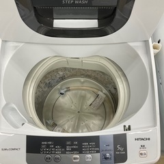 日立 全自動洗濯機 5kg ピュアホワイト NW-5WR W 2016年製の画像