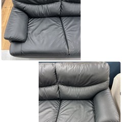 S110 ⭐ 2Pソファ レザータイプ ブラック 幅148cm USED キズ多々ありの画像