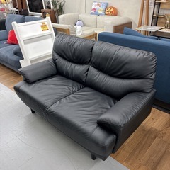 S110 ⭐ 2Pソファ レザータイプ ブラック 幅148cm USED キズ多々ありの画像