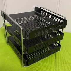 昭和レトロ　鉄製(A-4)３段スライドトレイの画像