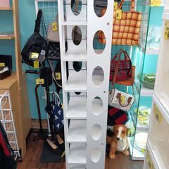 回転式ブックシェルフ　ホワイト　収納棚     サイズ（約）幅33×奥33×高157　　■近隣配送無料 買取GO‼　栄和店の画像